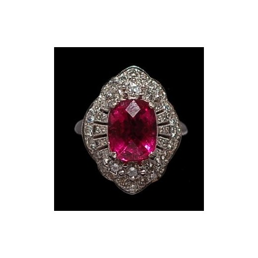 Bague Or blanc Tourmaline et diamants