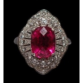 Bague Or blanc Tourmaline et diamants