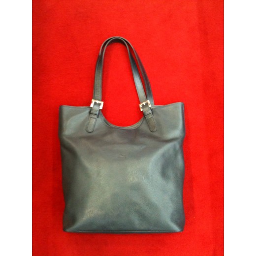 Sac Longchamp en cuir bleu marine