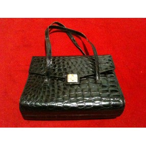 Sac Dior en cuir noir façon croco