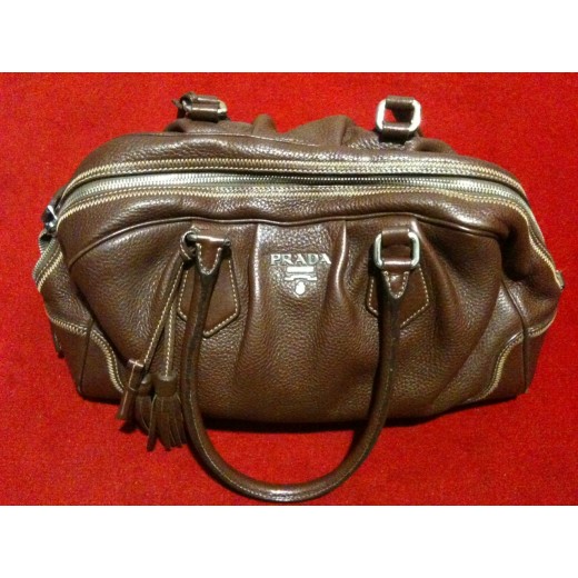 Sac Prada Bowling en cuir marron