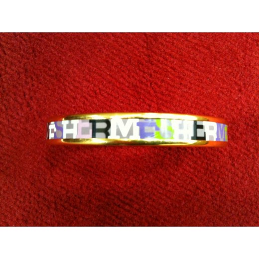 Bracelet Hermès fin en émail fond parme