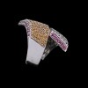 Bague moderne en or, rubis, saphirs et diamants