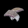 Bague moderne en or, rubis, saphirs et diamants