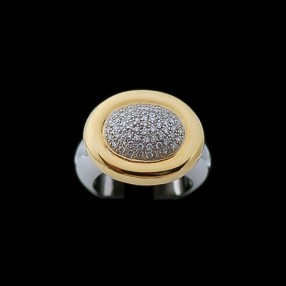 Bague moderne deux ors et diamants