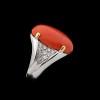 Bague moderne deux ors, diamants et corail