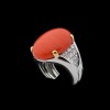 Bague moderne deux ors, diamants et corail