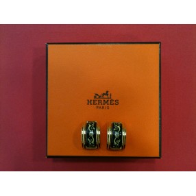 Boucles d'oreille Hermès en émail