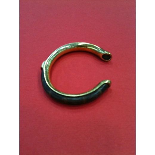 Bracelet Hermès demi jonc en cuir et métal doré