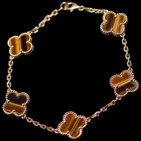 Bracelet Van Cleef & Arpels Alhambra Vintage en or et oeil de tigre