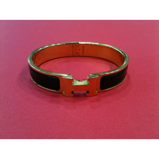 Bracelet Hermès H en émail noir
