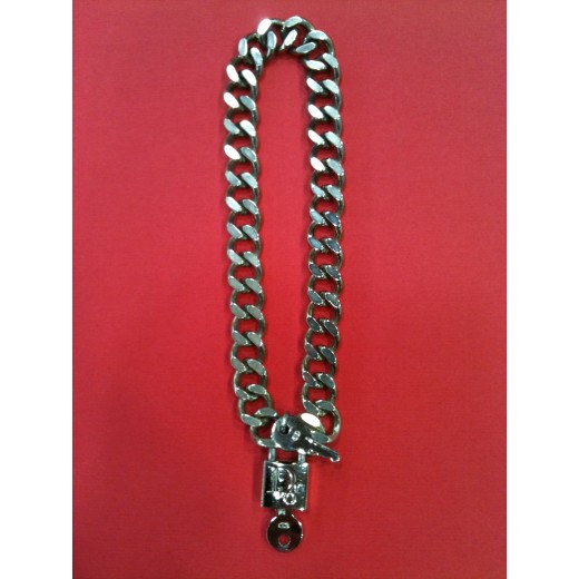 Collier Dior Chaîne et cadenas en métal argenté