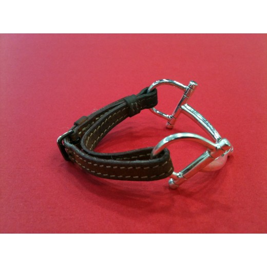 Bracelet Hermès Mors en cuir naturel