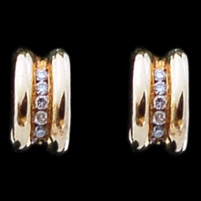 Boucles d'oreilles demi anneaux en or et diamants