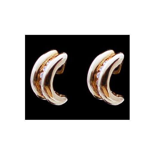 Boucles d'oreilles demi anneaux en or et diamants