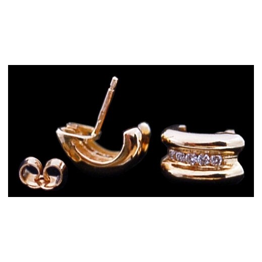 Boucles d'oreilles demi anneaux en or et diamants