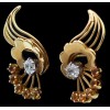 Boucles d'oreilles clips fleurs en or et diamants