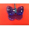 Pendentif Baccarat Papillon en cristal bleu sur cordon 