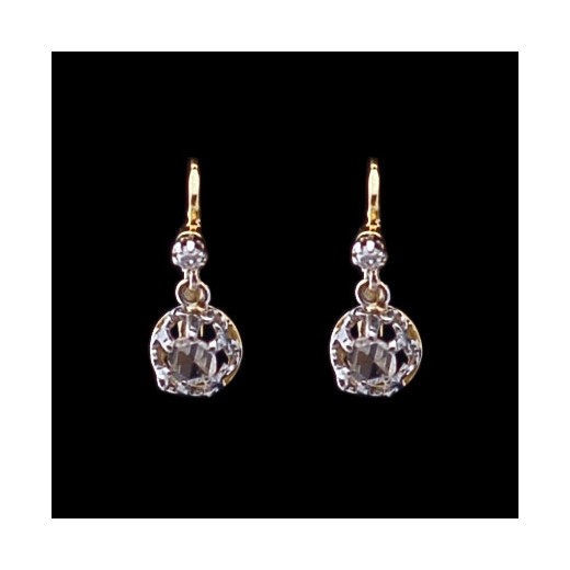 Boucles d'oreilles dormeuses deux ors diamants