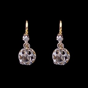 Boucles d'oreilles dormeuses deux ors diamants