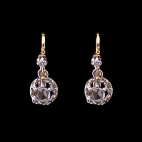 Boucles d'oreilles dormeuses deux ors diamants