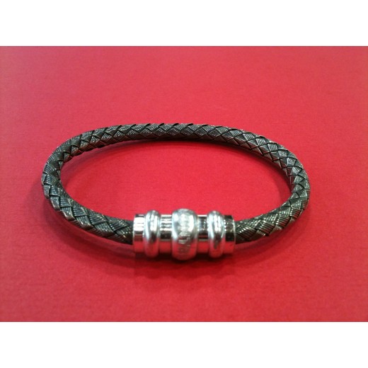 Bracelet femme en argent monté sur cuir