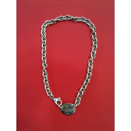 Collier Tiffany Pendentif plaque en argent