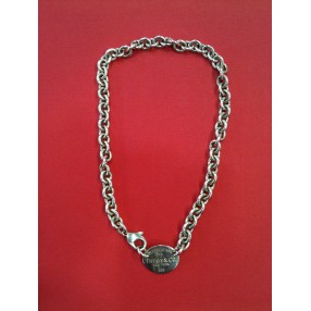 Collier Tiffany Pendentif plaque en argent