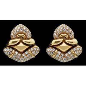 Boucles d'oreilles modernes Bouddha en or et diamants