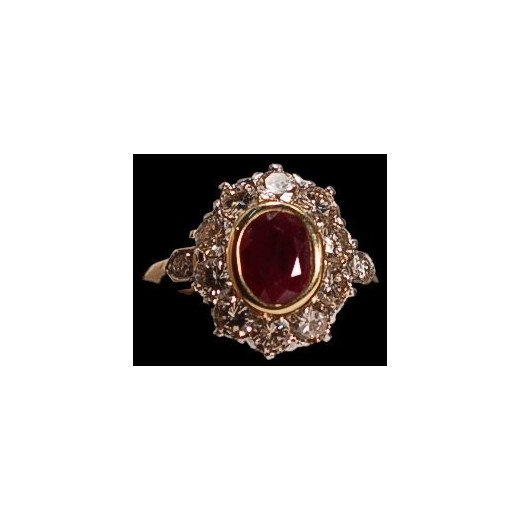 Bague Pompadour rubis diamants