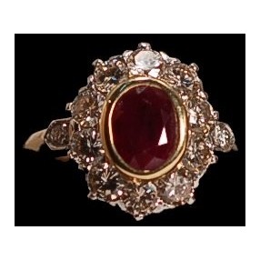 Bague Pompadour rubis diamants