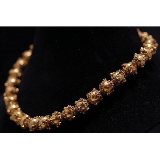 Collier ancien choker en or et grenats