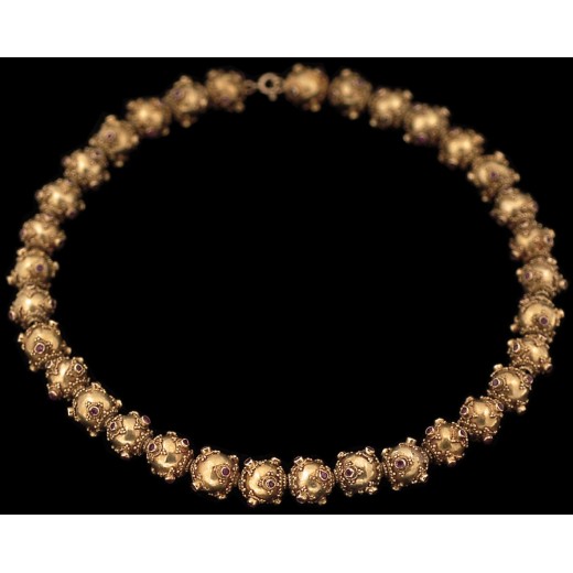 Collier ancien choker en or et grenats