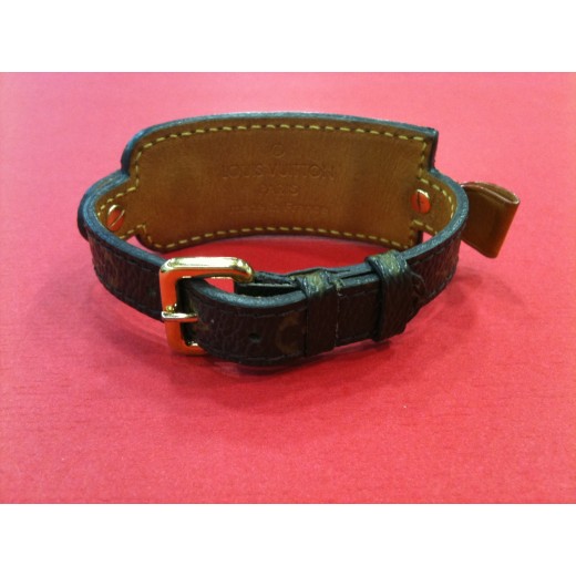 Bracelet Louis Vuitton Message en cuir Monogram