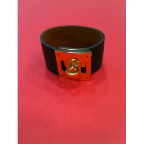 Bracelet Hermès Kelly Dog  en cuir marron