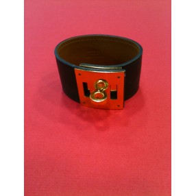 Bracelet Hermès Kelly Dog  en cuir marron