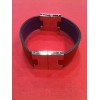 Bracelet Hermès en cuir réversible violet/ rouge