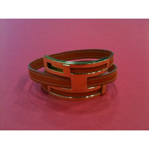 Bracelet Hermès Lignes de cuir orange