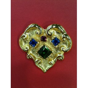 Broche Christian Lacroix  Coeur en métal doré