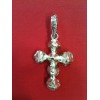 Pendentif  Christian Lacroix Croix en métal argenté et strass