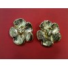 Boucles d'oreilles YSL Fleur  en plaqué or et strass