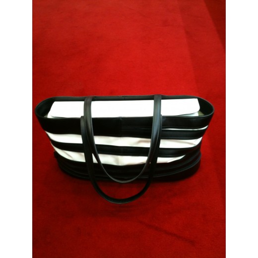 Sac Longchamp Zig Zag bicolore noir et blanc