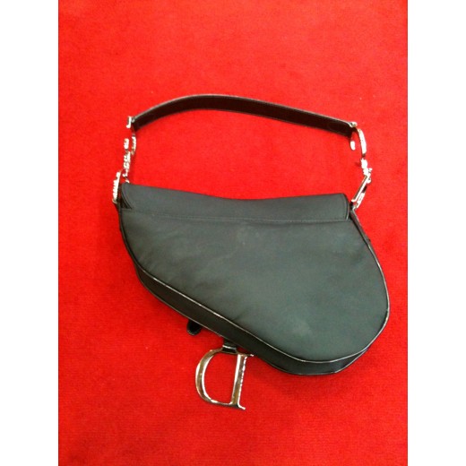 Sac Dior Selle en nylon et cuir vernis noir