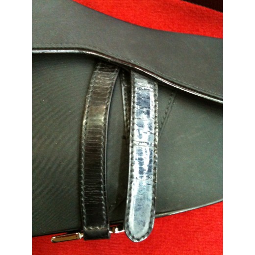 Sac Dior Selle en nylon et cuir vernis noir