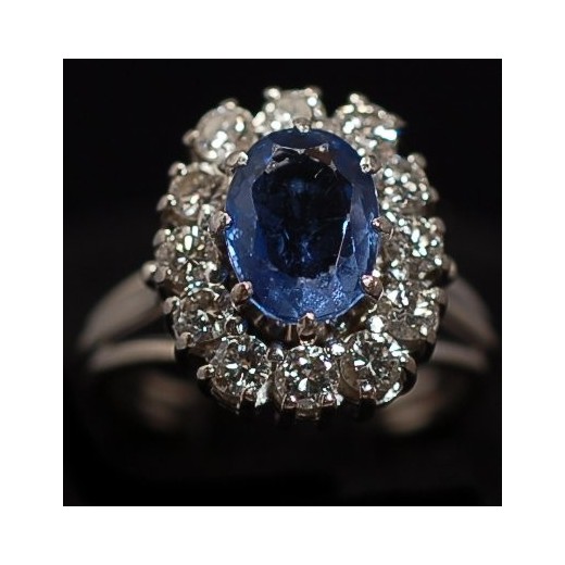 Bague Saphir de Ceylan diamants