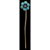 Épingle ancienne fleur en or, émail et diamant