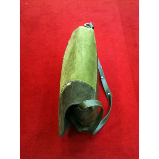 Sac Swarovski en daim, cuir et cristaux verts