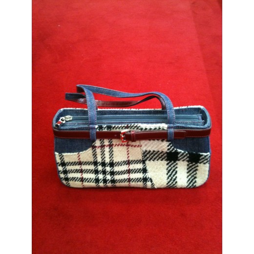 Sac Burberry baguette en jean et tweed