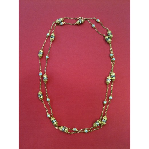 Sautoir Chanel métal doré et perles Vintage