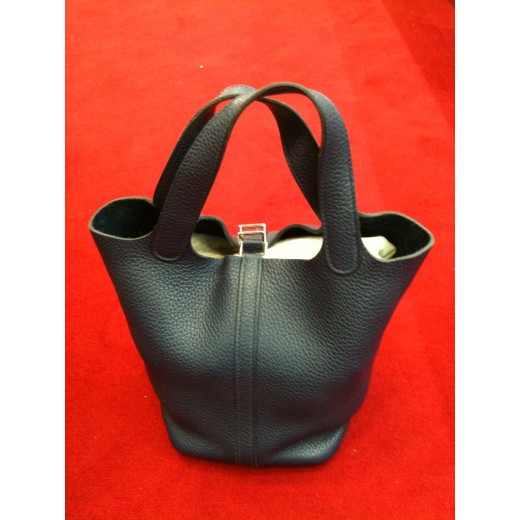 Sac Hermès Picotin PM en cuir bleu